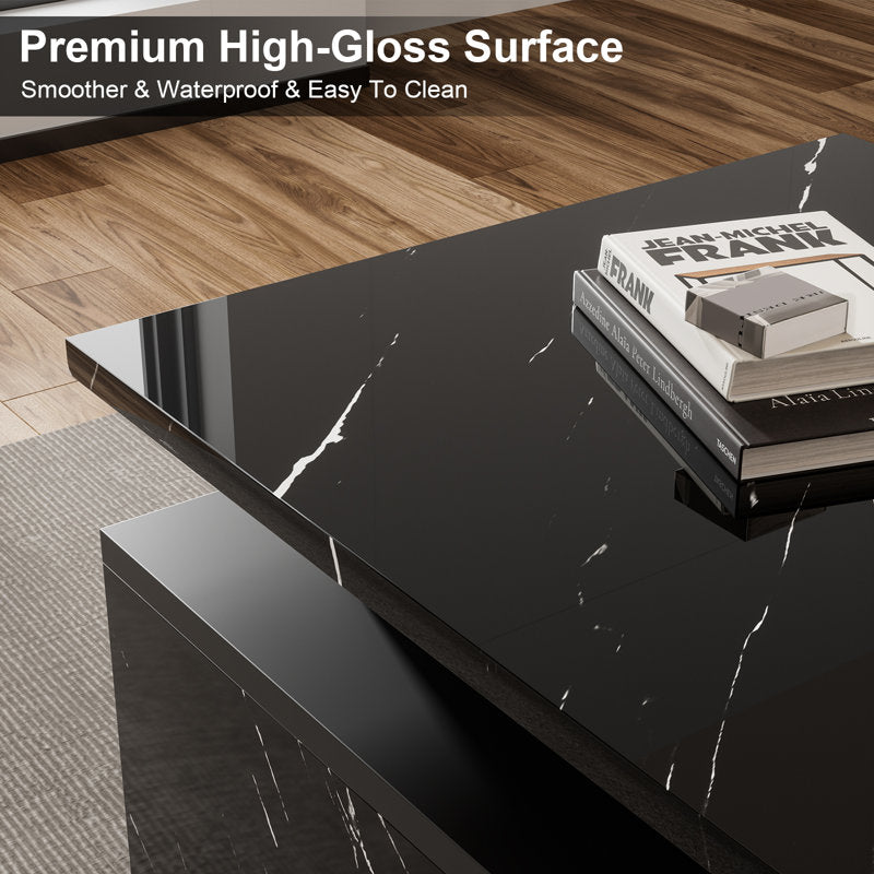 Modern Black Marble LED Coffee Table