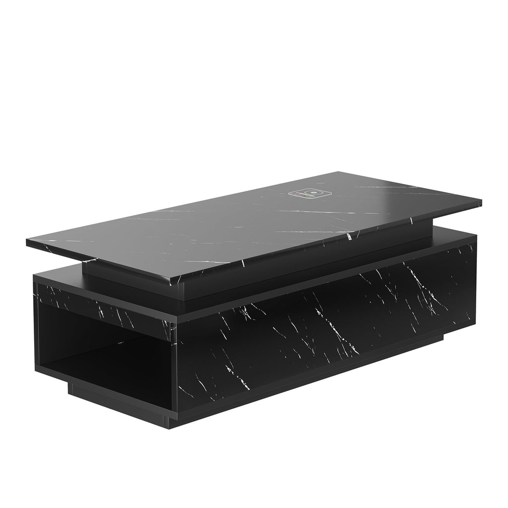 Modern Black Marble LED Coffee Table