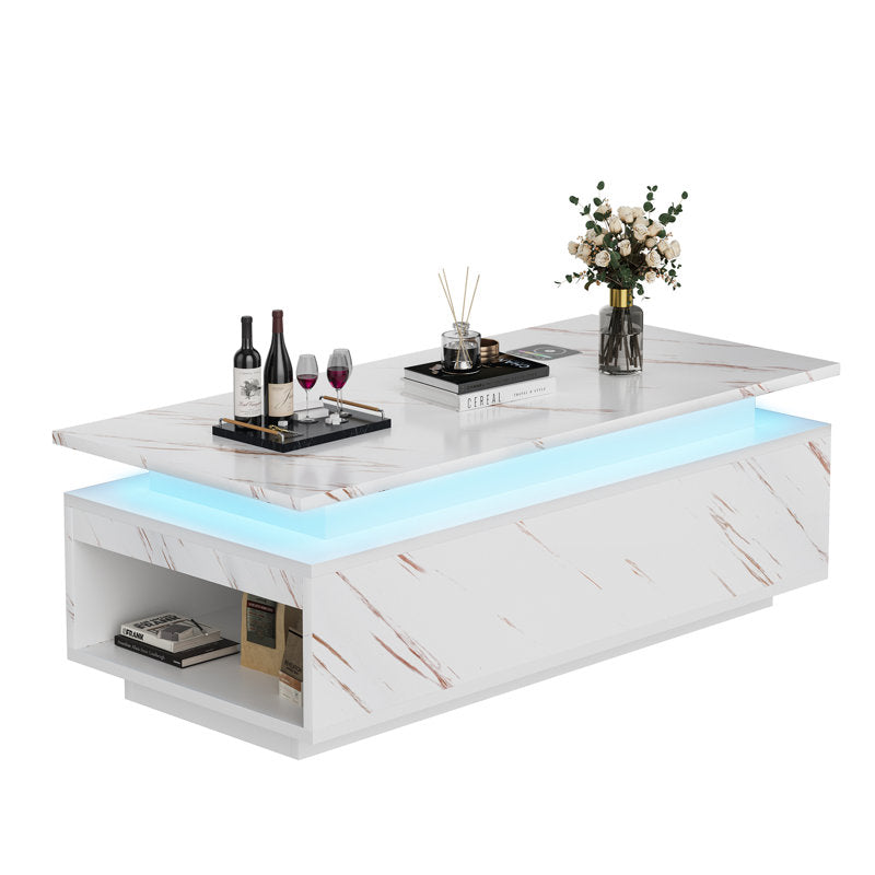 Modern White Marble LED Coffee Table