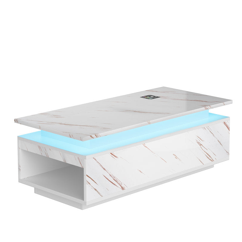 Modern White Marble LED Coffee Table