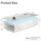 Modern White Marble LED Coffee Table