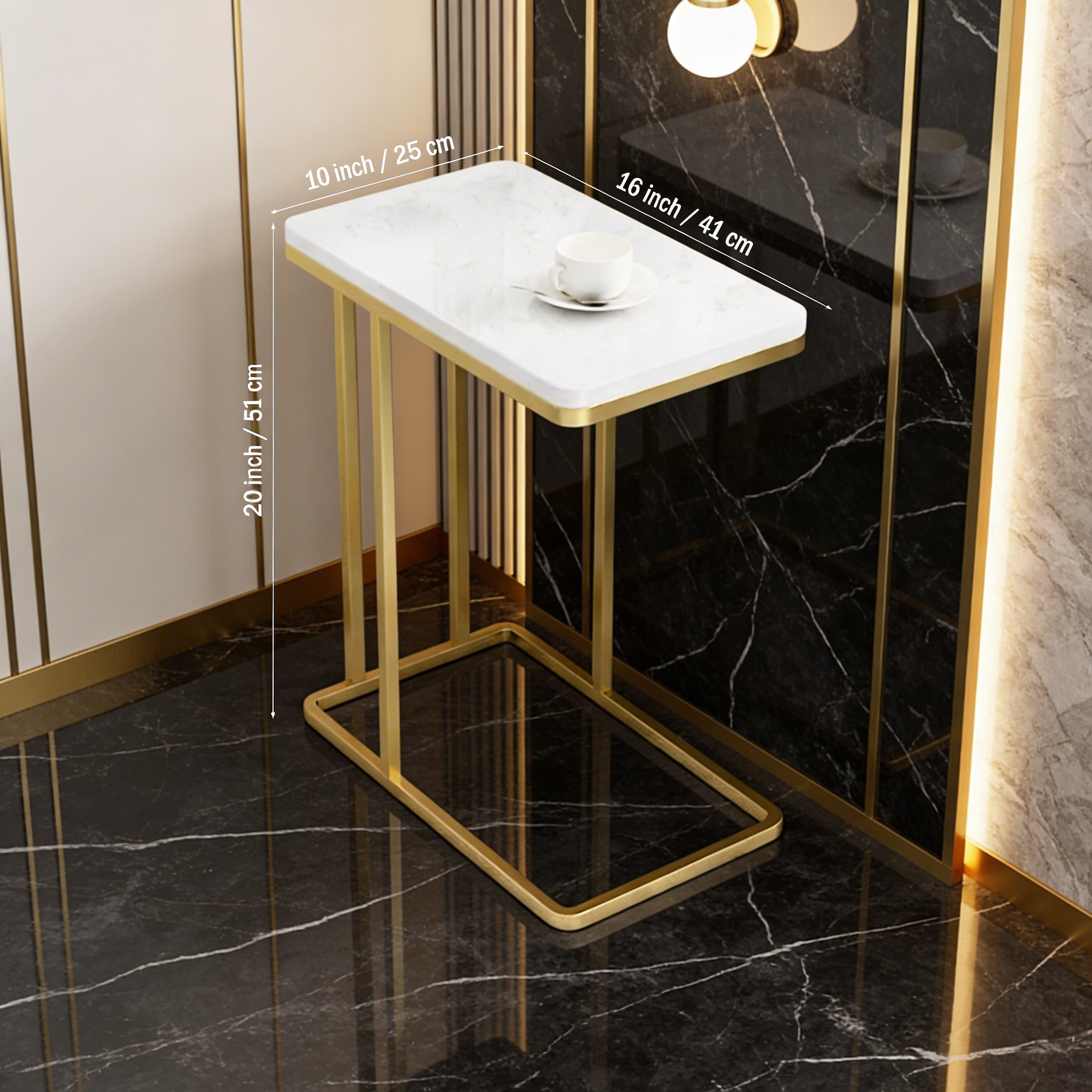 Suspended Styler Golden Metallic Side Coffee Table