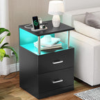 Modern LED Coffee Table With Charging Station & 2 Drawers