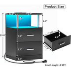 Modern LED Coffee Table With Charging Station & 2 Drawers