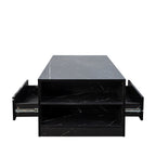 Modern Black Marble LED Coffee Table With Storage