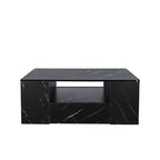 Modern Black Marble LED Coffee Table With Storage