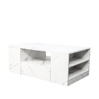 Modern LED Coffee Table With Marble Finish & Storage
