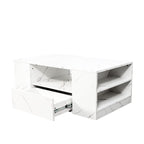 Modern LED Coffee Table With Marble Finish & Storage