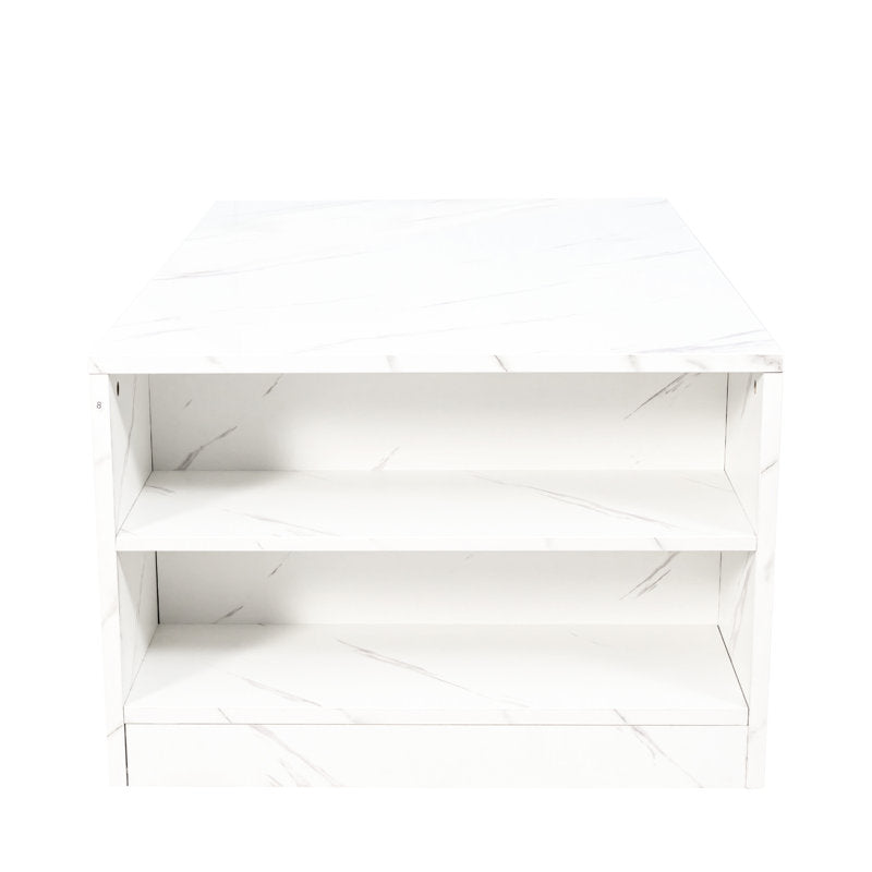 Modern LED Coffee Table With Marble Finish & Storage