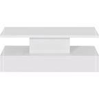Contemporary White LED Coffee Table With Storage Shelf