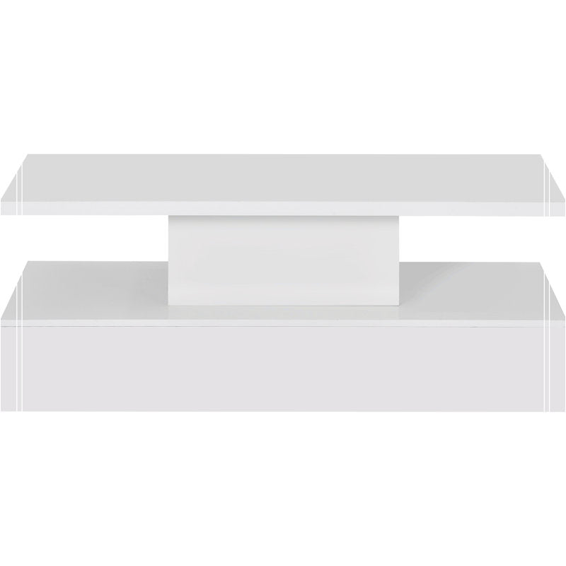 Contemporary White LED Coffee Table With Storage Shelf