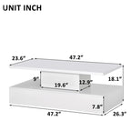 Contemporary White LED Coffee Table With Storage Shelf