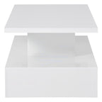 Contemporary White LED Coffee Table With Storage Shelf