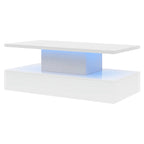 Contemporary White LED Coffee Table With Storage Shelf