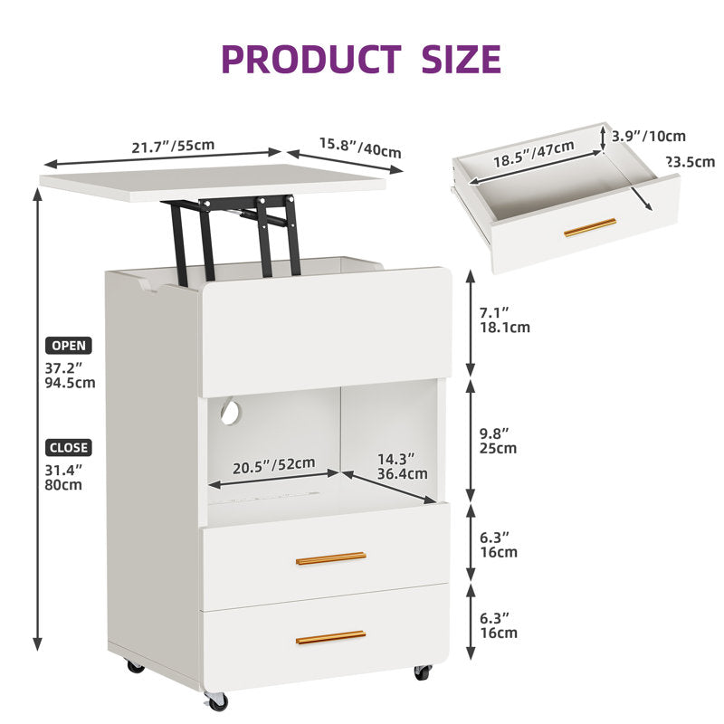 Contemporary Nightstand With Lift Top & Charging Station