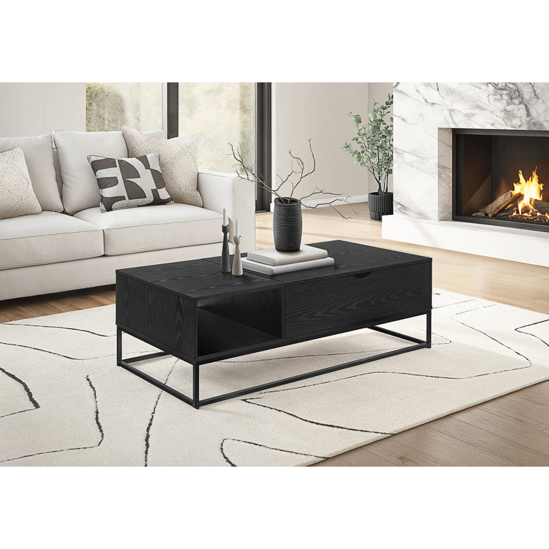 Modern Black Coffee Table With Drawer Storage