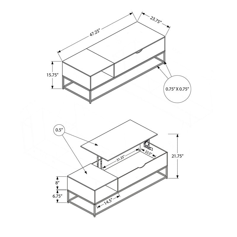 Modern Black Coffee Table With Drawer Storage