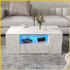 Minimalist LED Coffee Table With Marble Finish