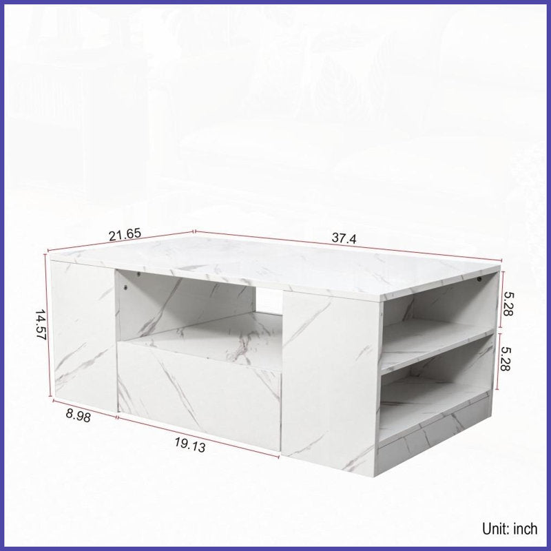 Minimalist LED Coffee Table With Marble Finish