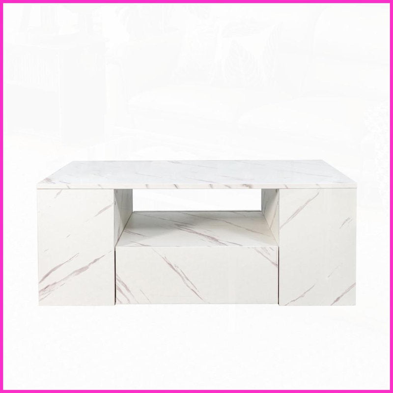 Minimalist LED Coffee Table With Marble Finish