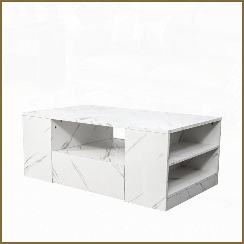Minimalist LED Coffee Table With Marble Finish