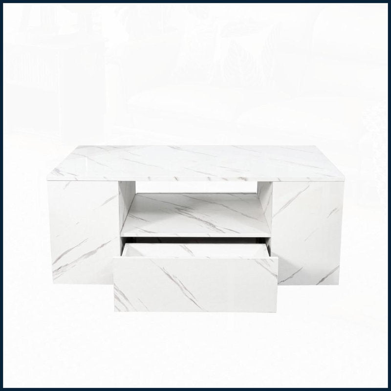 Minimalist LED Coffee Table With Marble Finish