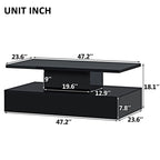 Minimalist Black LED Coffee Table With Open Shelf