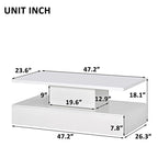 Minimalist White LED Coffee Table With Open Shelf