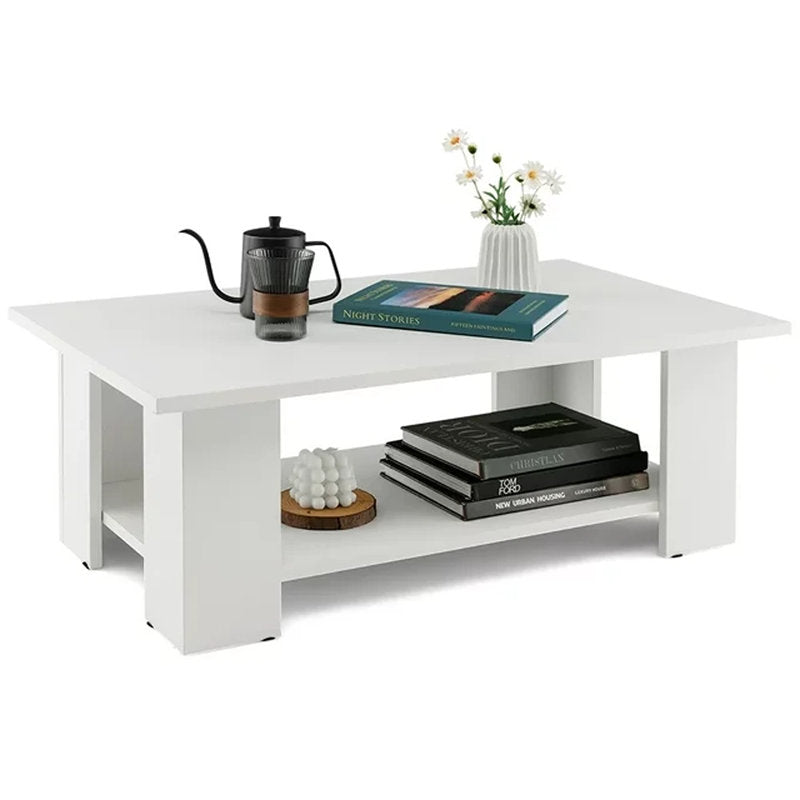 Minimalist Rectangular Coffee Table With Storage Shelf