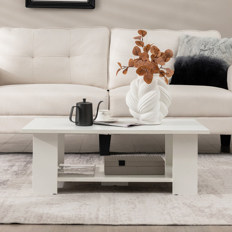 Minimalist Rectangular Coffee Table With Storage Shelf