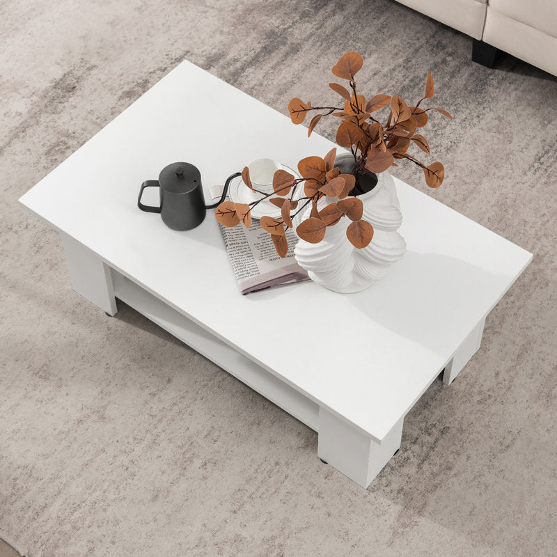 Minimalist Rectangular Coffee Table With Storage Shelf