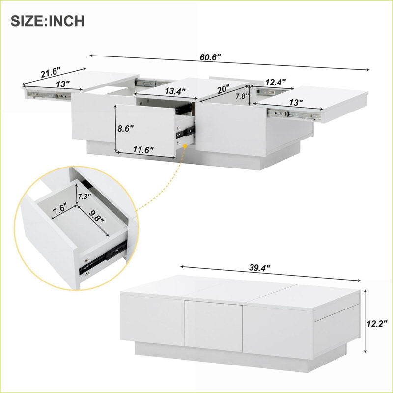 Modern Multifunction Coffee Table With Hidden Storage