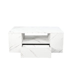 Minimalist White LED Coffee Table With Open Shelf