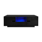 Modern Storage LED Coffee Table Black Center Table for Living Room