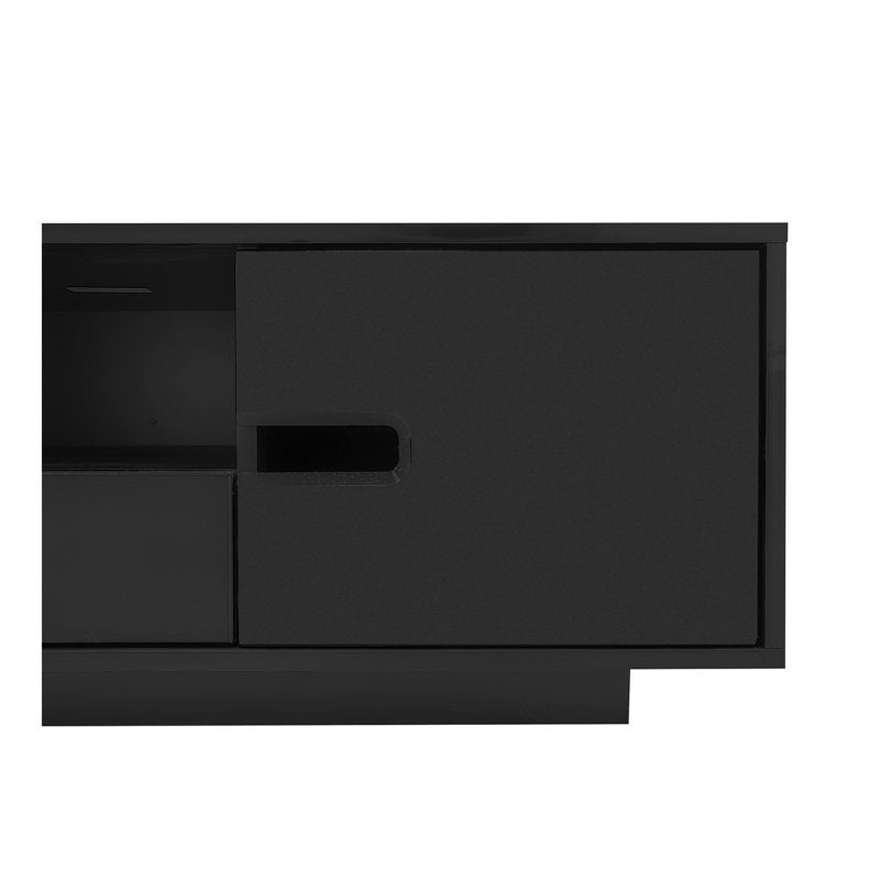 Modern Storage LED Coffee Table Black Center Table for Living Room
