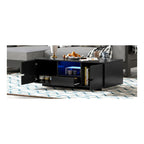 Modern Storage LED Coffee Table Black Center Table for Living Room
