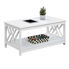 Modern White Coffee Table with Open Storage Shelf for Living Room