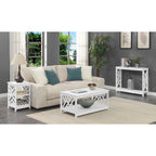 Modern White Coffee Table with Open Storage Shelf for Living Room