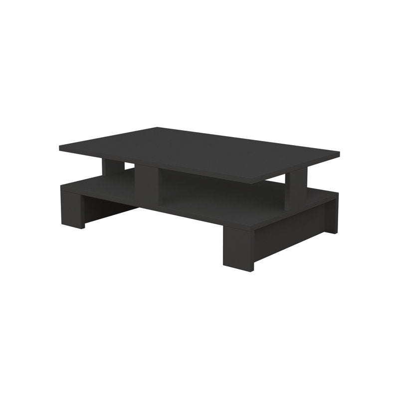 Modern Black Coffee Table With Open Shelf