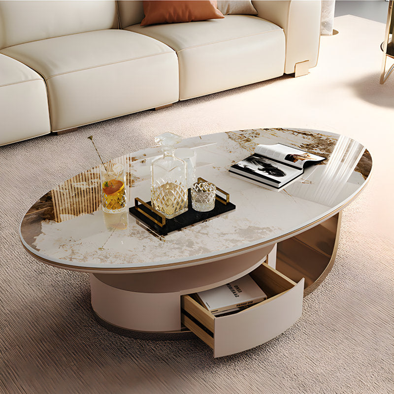 Contemporary Gold Sculptural Center Table with Hidden Compartment