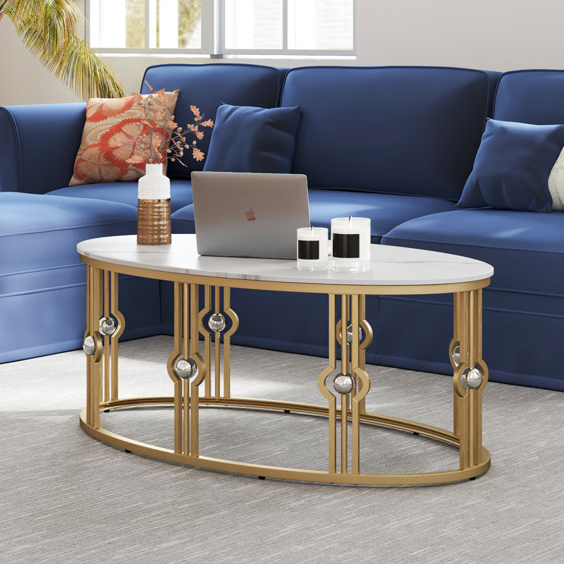 Contemporary Open-Frame Center Table with Art Deco Gold Accents