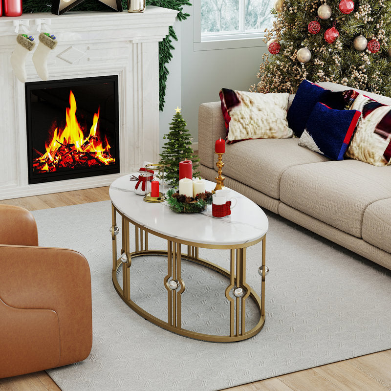 Contemporary Open-Frame Center Table with Art Deco Gold Accents
