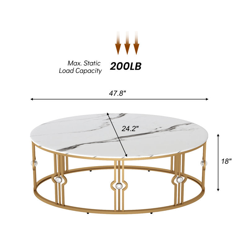 Contemporary Open-Frame Center Table with Art Deco Gold Accents