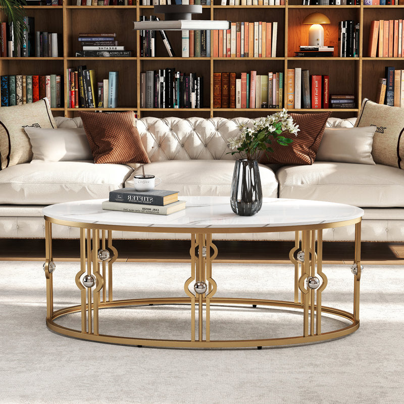 Contemporary Open-Frame Center Table with Art Deco Gold Accents
