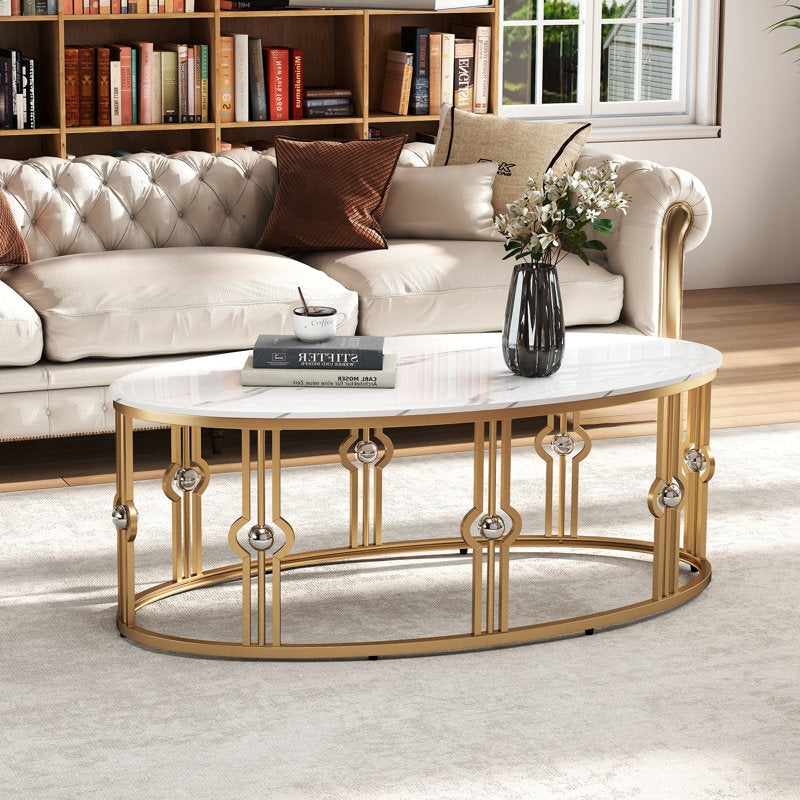 Contemporary Open-Frame Center Table with Art Deco Gold Accents