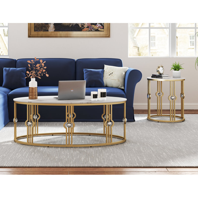 Contemporary Open-Frame Center Table with Art Deco Gold Accents