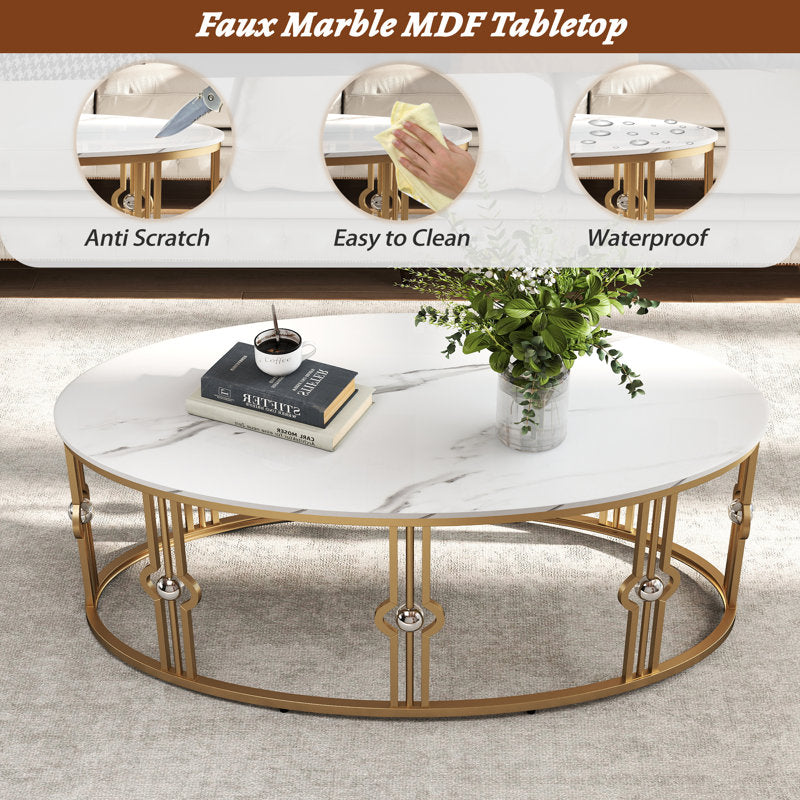 Contemporary Open-Frame Center Table with Art Deco Gold Accents