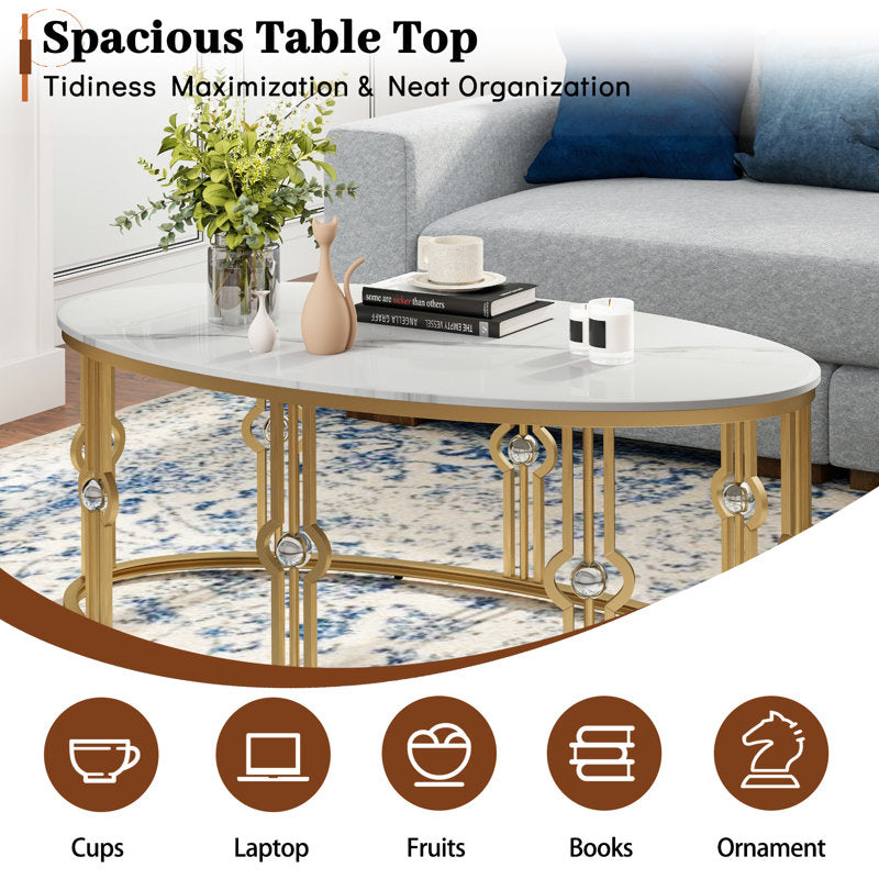 Contemporary Open-Frame Center Table with Art Deco Gold Accents