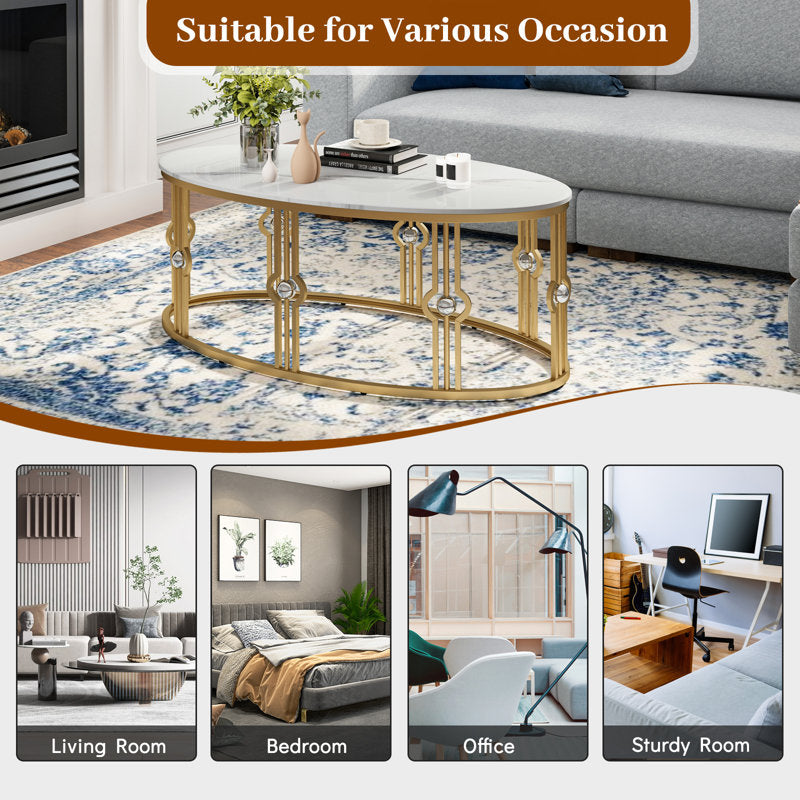 Contemporary Open-Frame Center Table with Art Deco Gold Accents