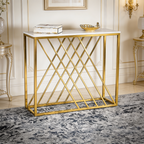Unique Pattern Console Table  with Copper Metal Finish